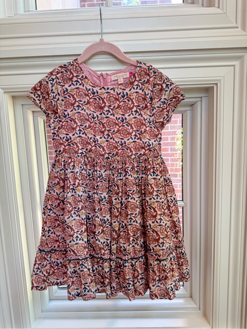 Pink Chicken Pink & Navy Floral Short-Sleeve Girls' Dress